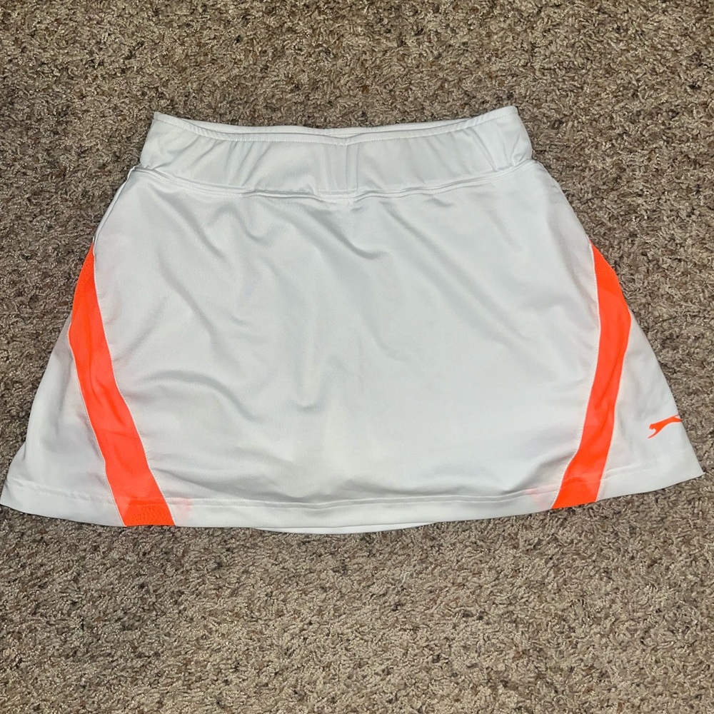 Slazenger White mini tennis skirt with neon orange details